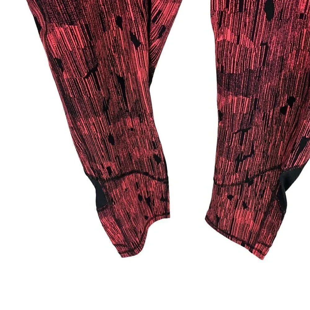 Lululemon Women's Size 8 Pace Rival Crop Leggings Down Pour Electric Coral Black